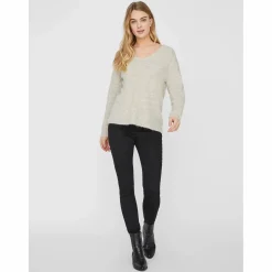 Damen Vero Moda VMCREWLEFILE LS V-NEC Strickpullover
