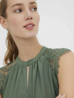 Damen Vero Moda VMMILLA SL LACE TEE G Spitzentop